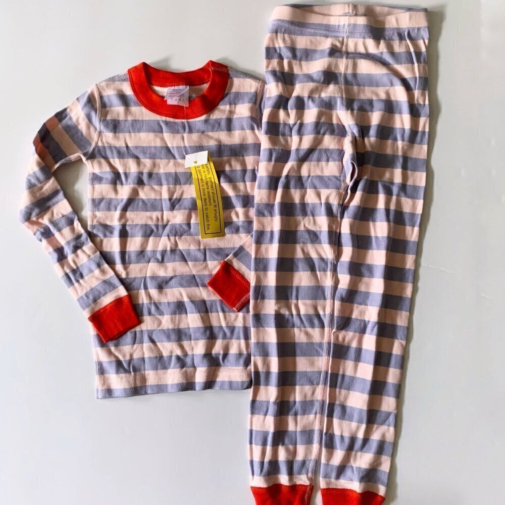 NWT Hanna Andersson Girl Long John Striped Pajama 6-7 years 120 cm
